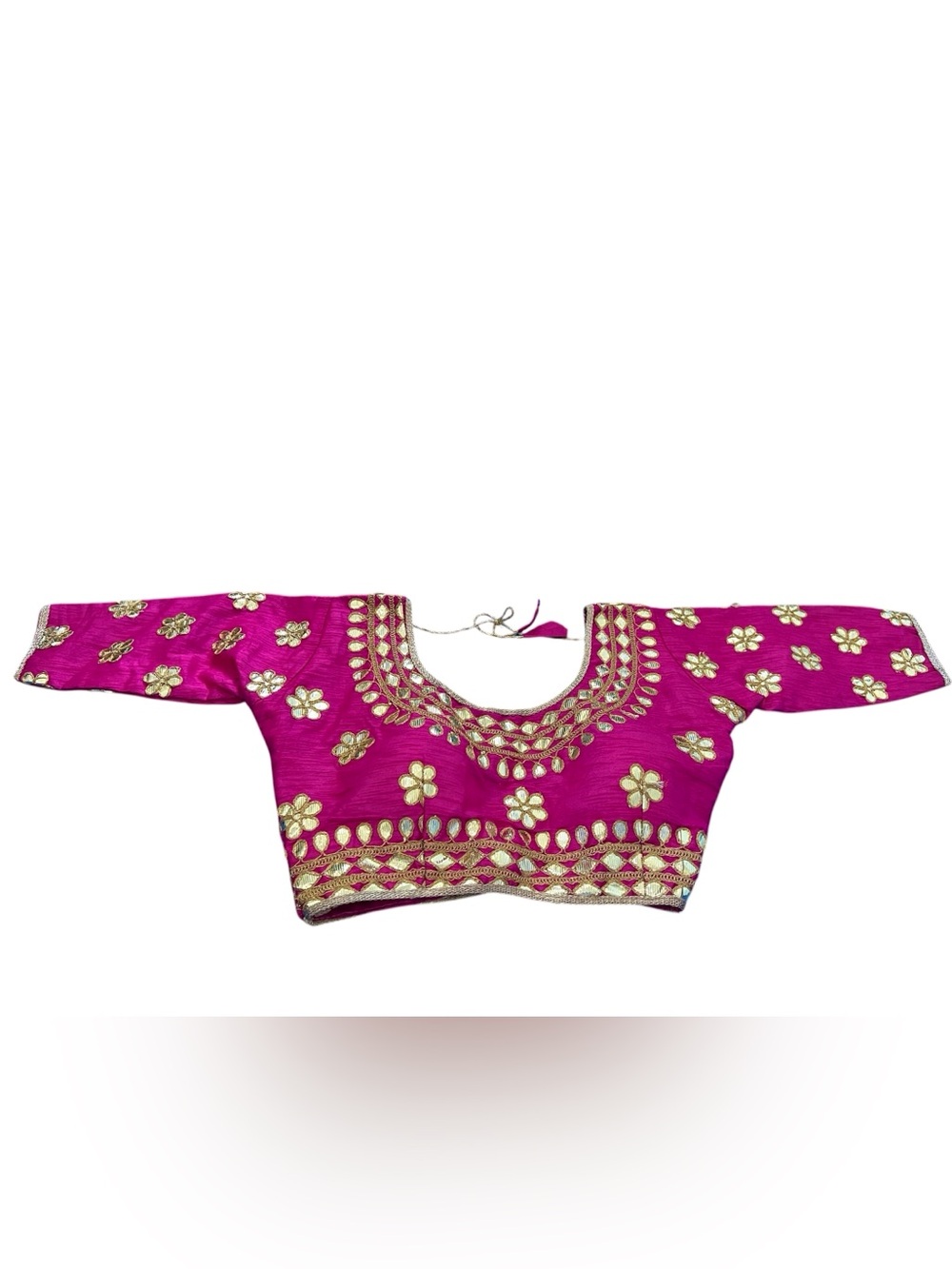Rani Pink Gold Gotta Patti Blouse | Traditional Indian Saree & Lehenga Blouse